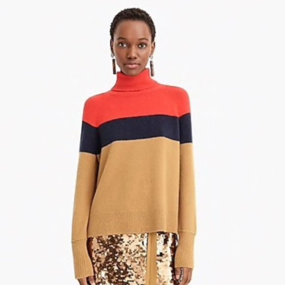 J. Crew Sweaters - Colorblock turtleneck sweater in supersoft yarn